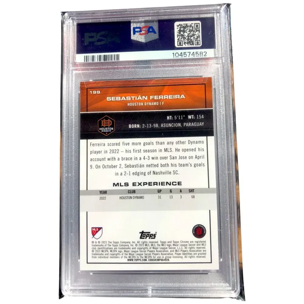 2023 Topps Chrome MLS Gold Mini-Diamond #199 Sebastián Ferreira /50 PSA 9 Mint